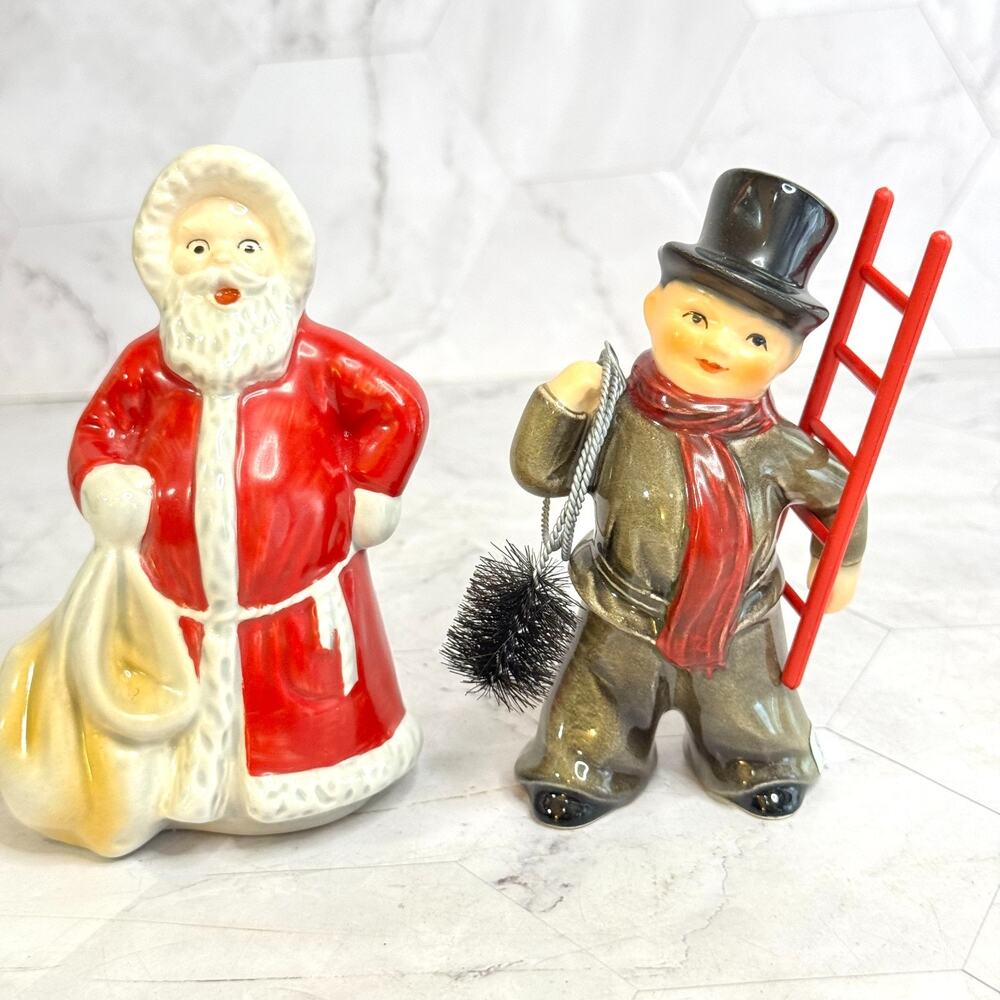 Vtg Goebel Santa & Chimney Sweep 1975 Porcelain Christmas Figurine West Germany